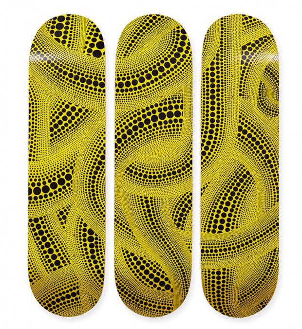 Skateboard Kusama Yellow Tree Triptych